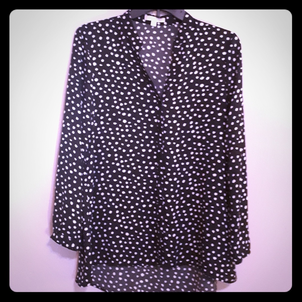 Black & white polka dot chiffon blouse